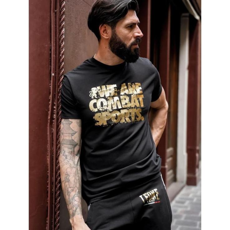 Leone Kurzarm-T-Shirt Gold schwarz
