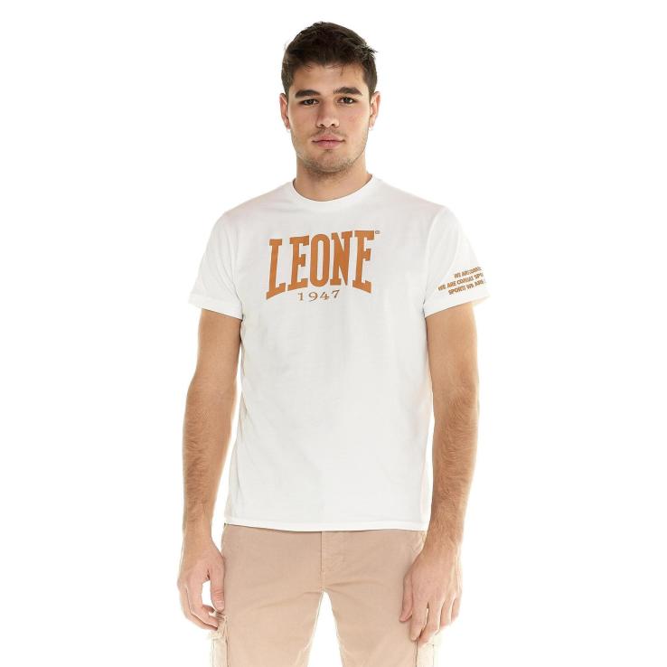 Leone Shades Kurzarm-T-Shirt - Weiß / Orange