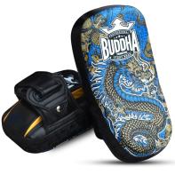 Buddha S Leder gebogene Dragon Muay Thai Pads – blau