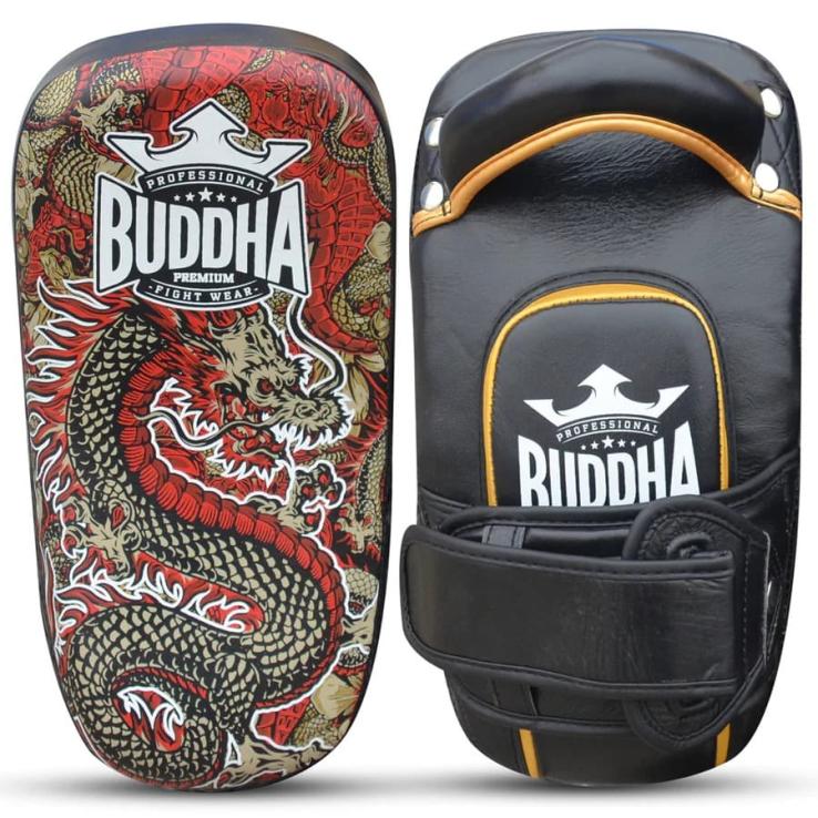 Buddha S Leder gebogene Dragon Muay Thai Pads – rot