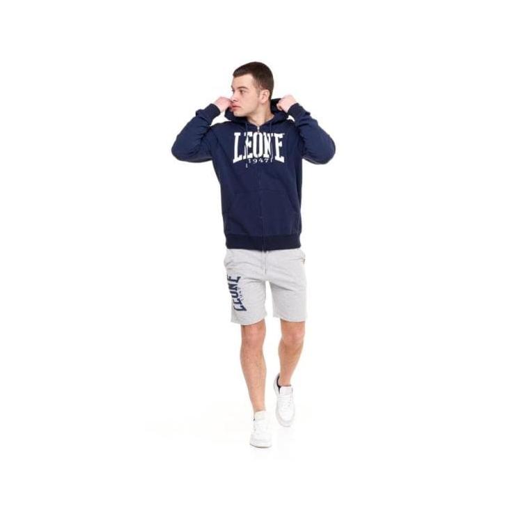 Leone Basic Logo-Sweatshirt mit Reißverschluss – Marineblau