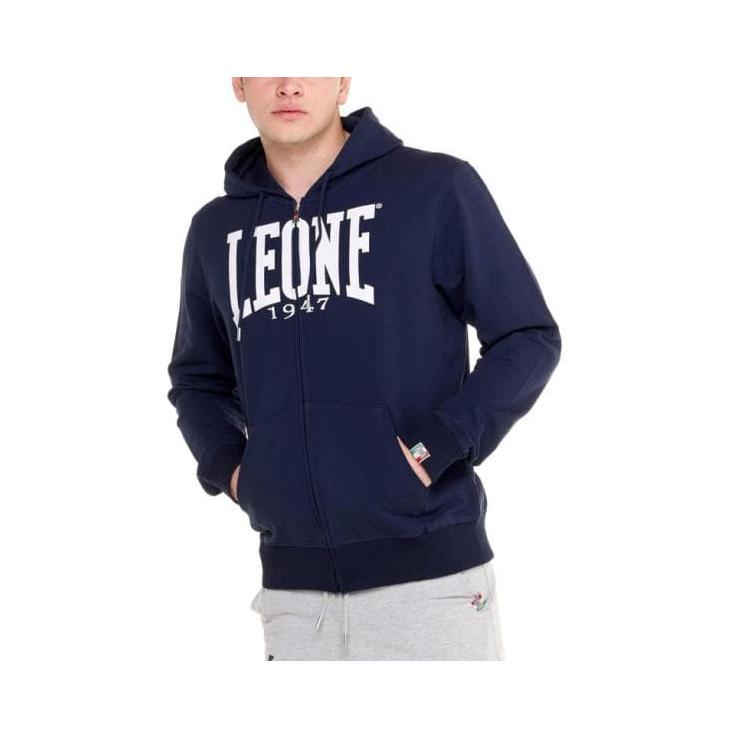 Leone Basic Logo-Sweatshirt mit Reißverschluss – Marineblau